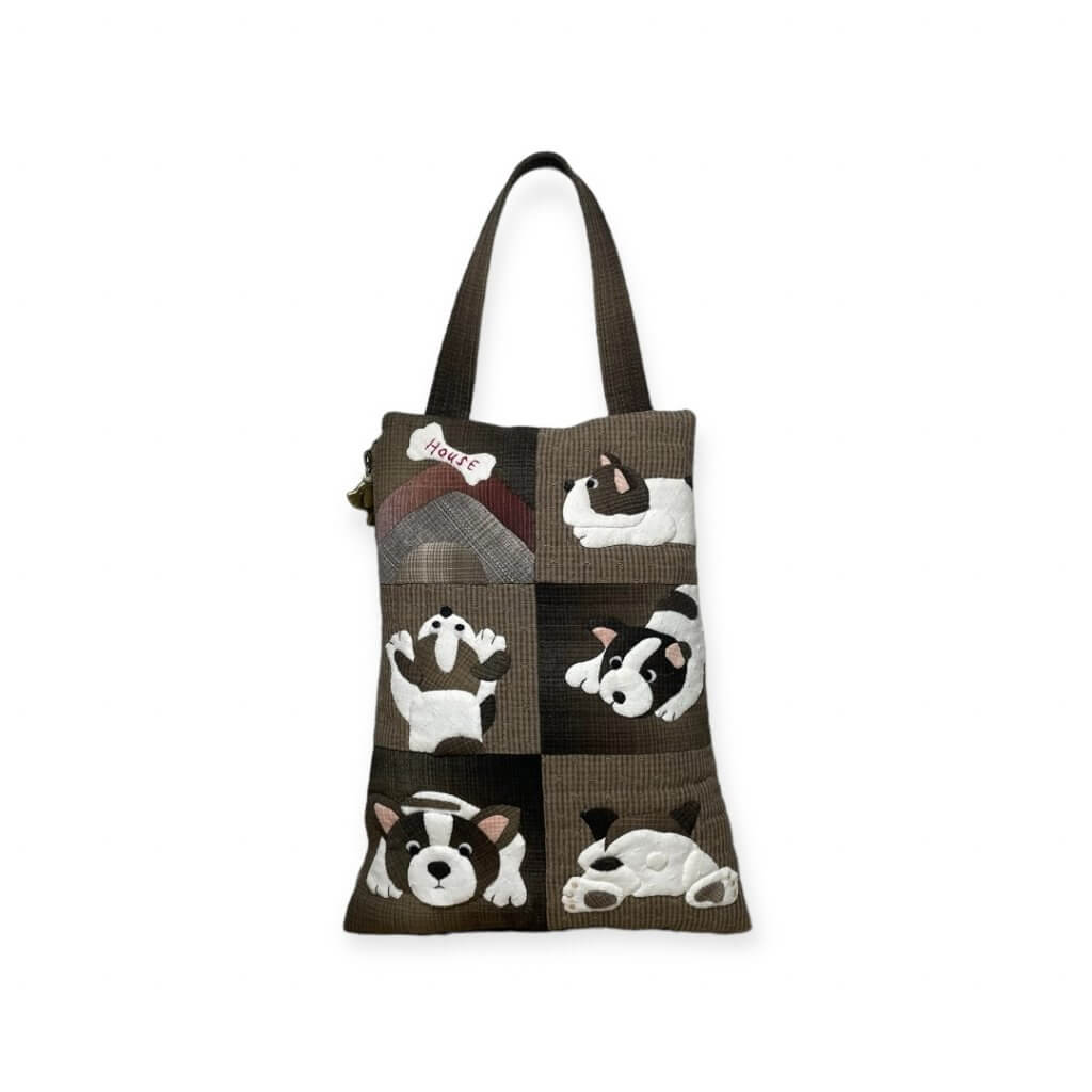 Dog Applique Top Handle Bag